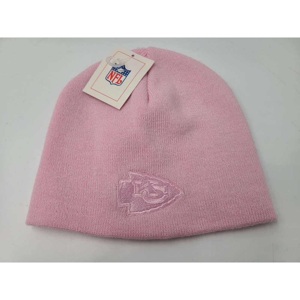 Women Kansas City Chiefs Team NFL Beanie Winter Knit Hat Stocking Cap NFL Pink